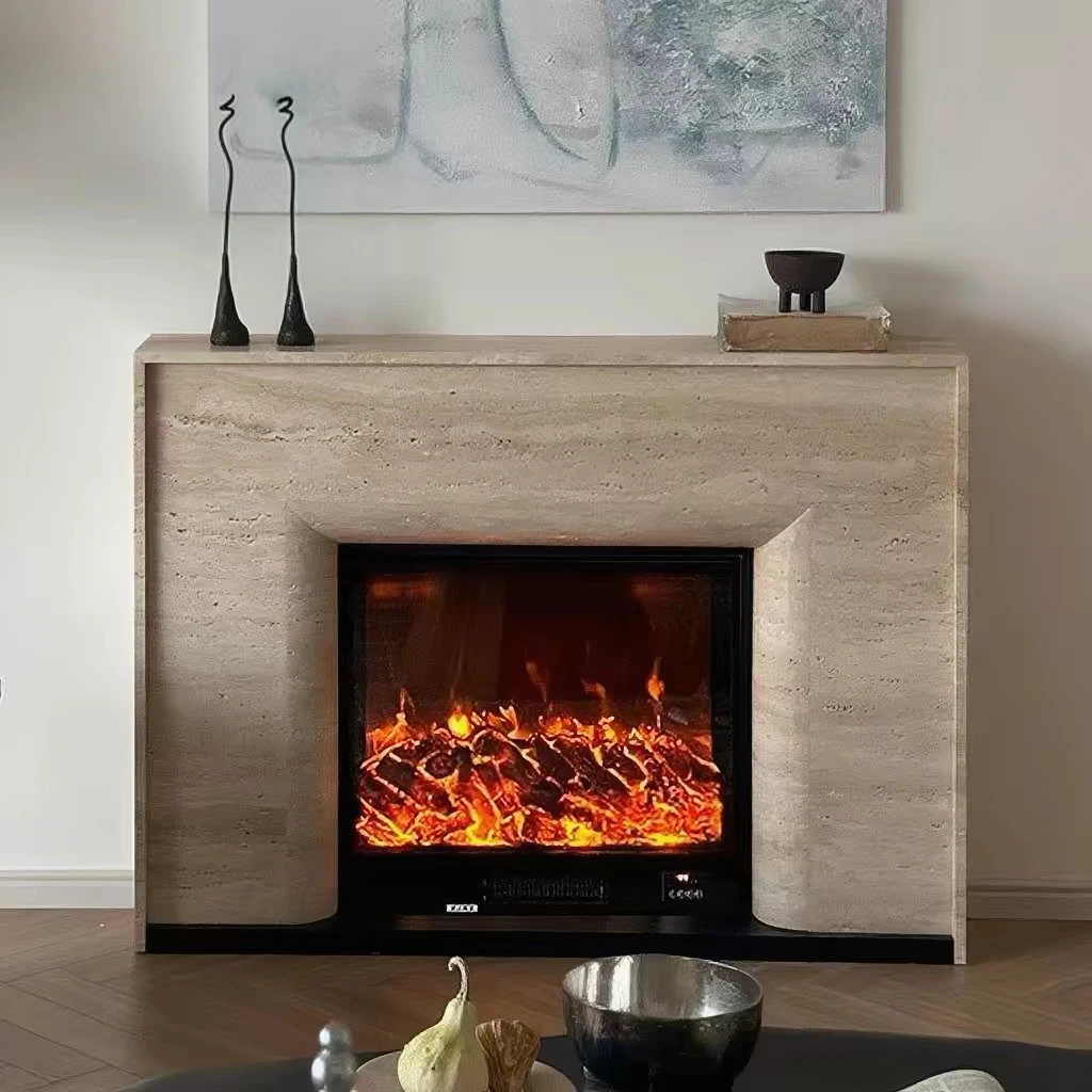 Decorative Fireplace Mantel Wabi Sabi Style Faux Travertine Fireplace Surround Modern Minimalist Fake Fireplace Cabinet Nordic L