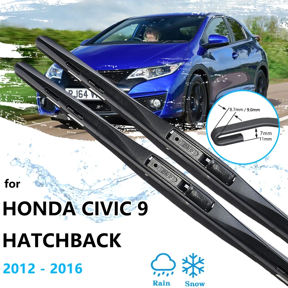 

For Honda Civic 9 FK 1 2 3 MK9 Hatchback Tourer 2012~2016 Front Wipers Blades Brushes Window Windshield Windscreen Car U J Hook