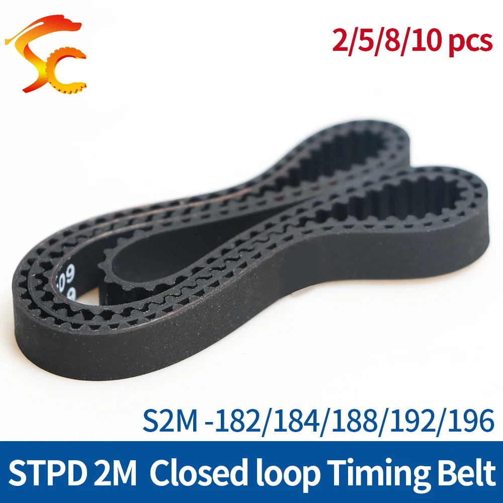 ONEFIRE S2M Timing belt Pitch length 182/184/188/192/196mm Width 3/6/9/10mm STPD 2M Rubber Synchronous belt