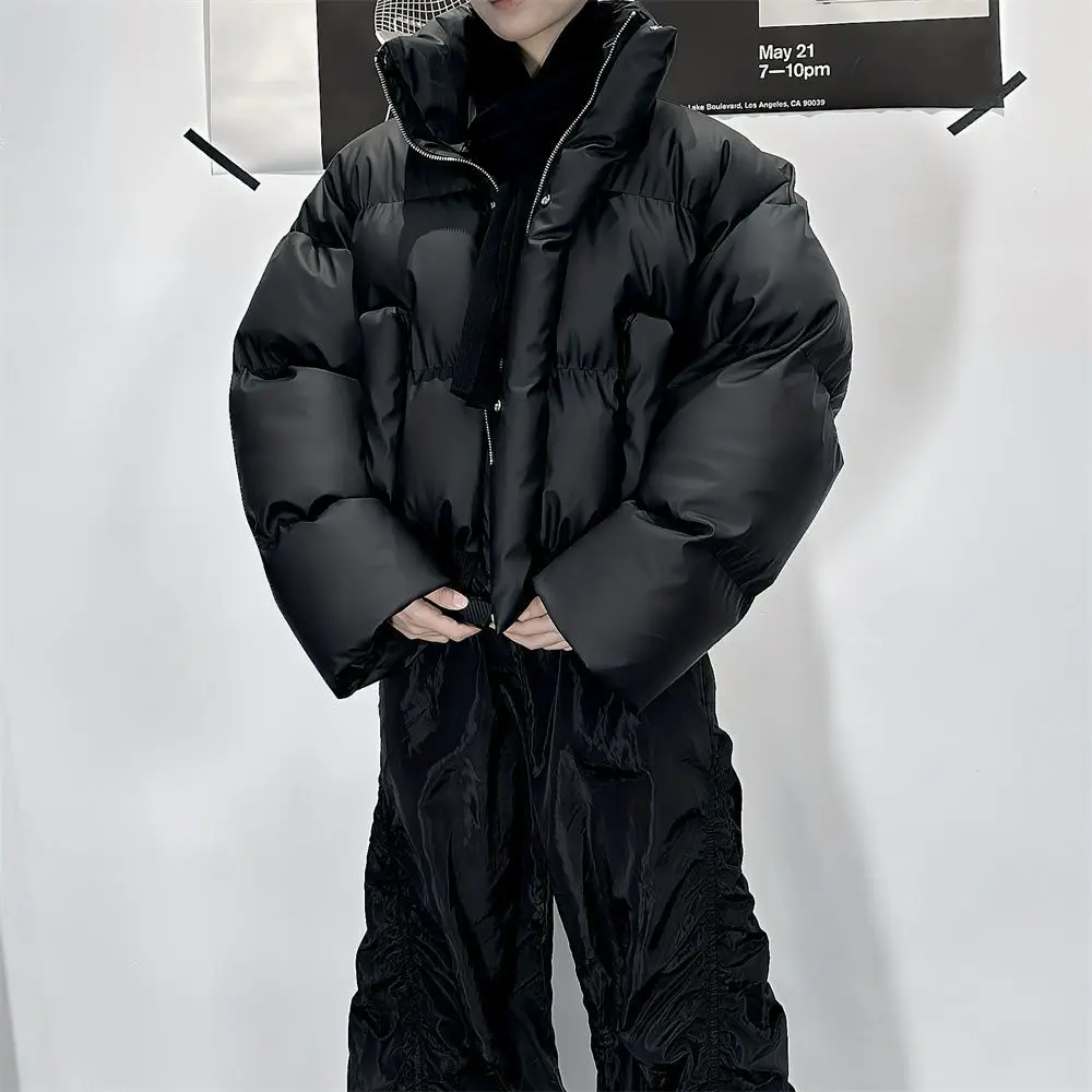 ملابس قطنية قصيرة عصرية فضفاضة بياقة واقفة ملابس شتوية سميكة من القطن بلون سادة سترة خبز #6