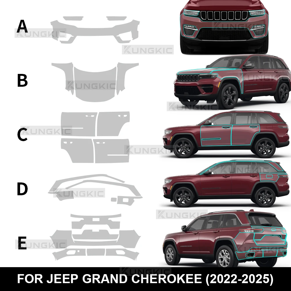 

For JEEP GRAND CHEROKEE 2022-2025 TPU Paint Protection Film Body Sticker Anti-scratch Protective Transparent PPF Accessories