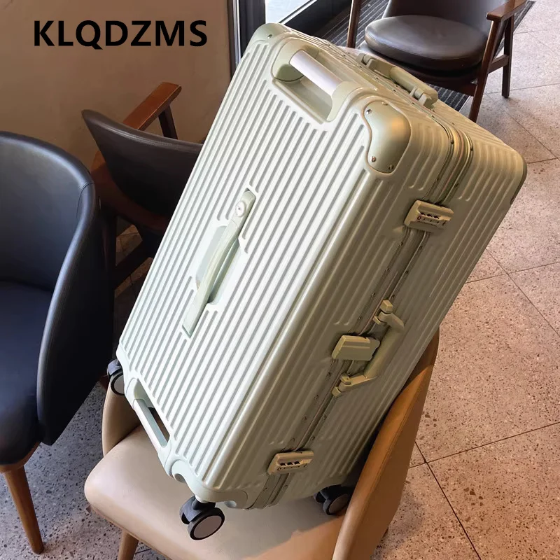 

KLQDZMS Aluminum Frame Suitcase Large Capacity Trolley Case 26"28"30"32 Inch Cart Type Travel Bag Universal Wheel Luggage