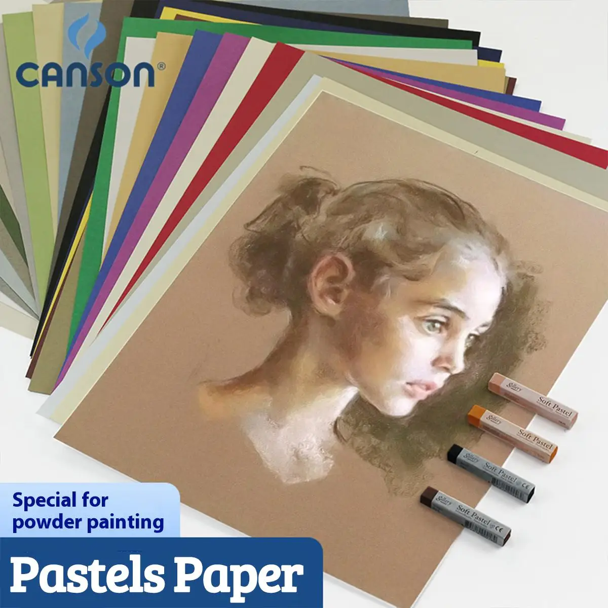 CANSON Pastels Paper,16K 16 Sheet Micro-Abrasive Paper for Pastel,chalk,acrylic,Crayons,oil Pastel Drawing Supplies Stationery