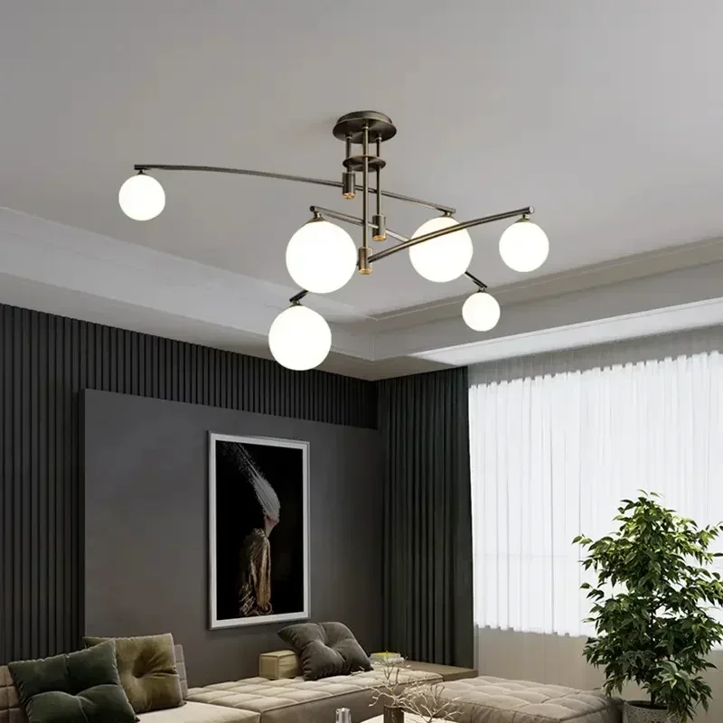 Royal Modern Creative Ceiling Chandelier Nordic Glass Black Gold Pendant Light for Living Room Bedroom G9 LED Iron Art Fixture