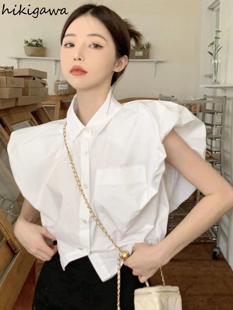 Women Clothing White Sweet Blouse 2024 Blusas Mujer De Moda Puff Sleeve Tunic Summer Shirts Chic Temperament Blouses Tops 7o112