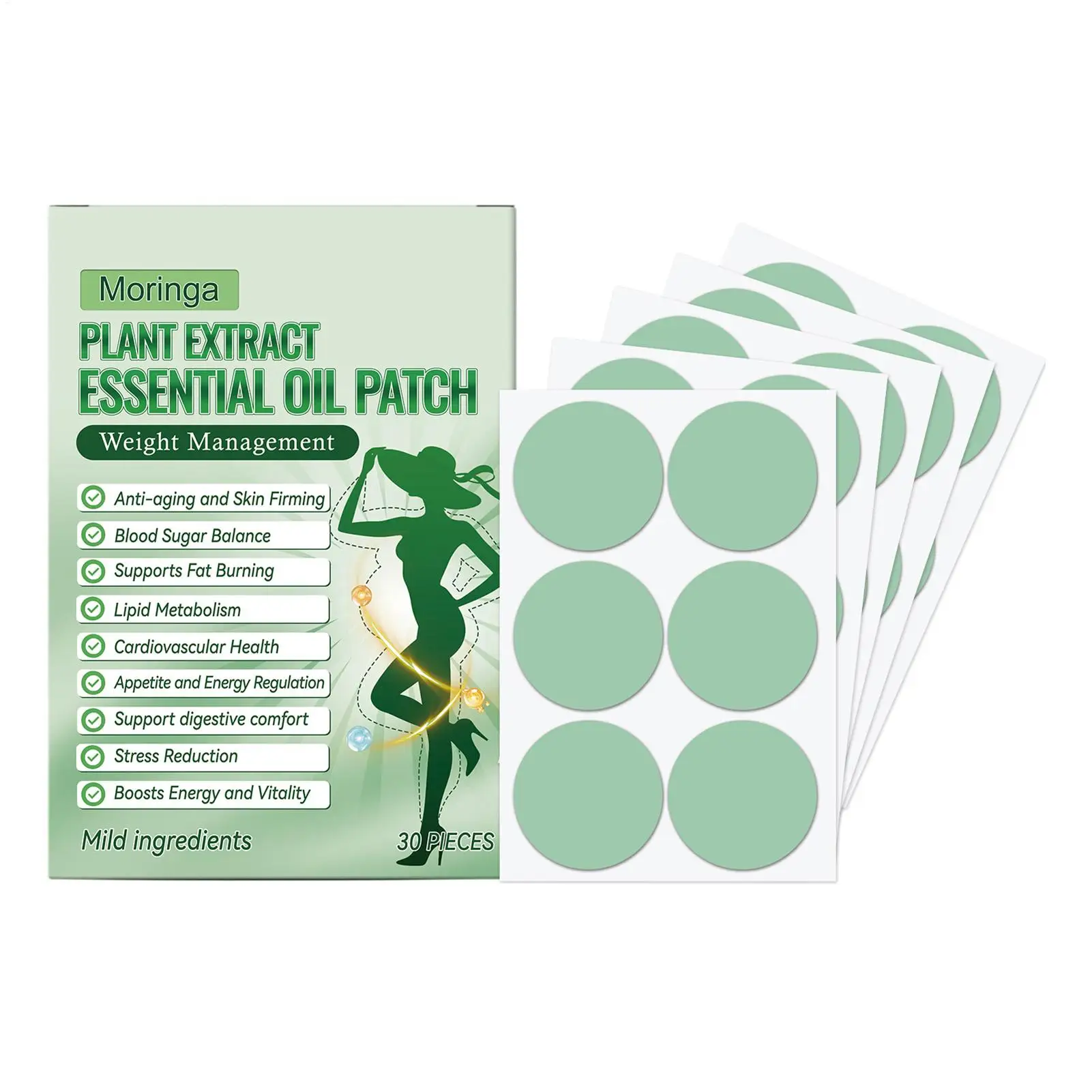 Belly Patch 30 Piece Natural Breathable Belly Sticker Slimming Tummy Patch for Girls Women Men Firming Moisturizing Weight Loss