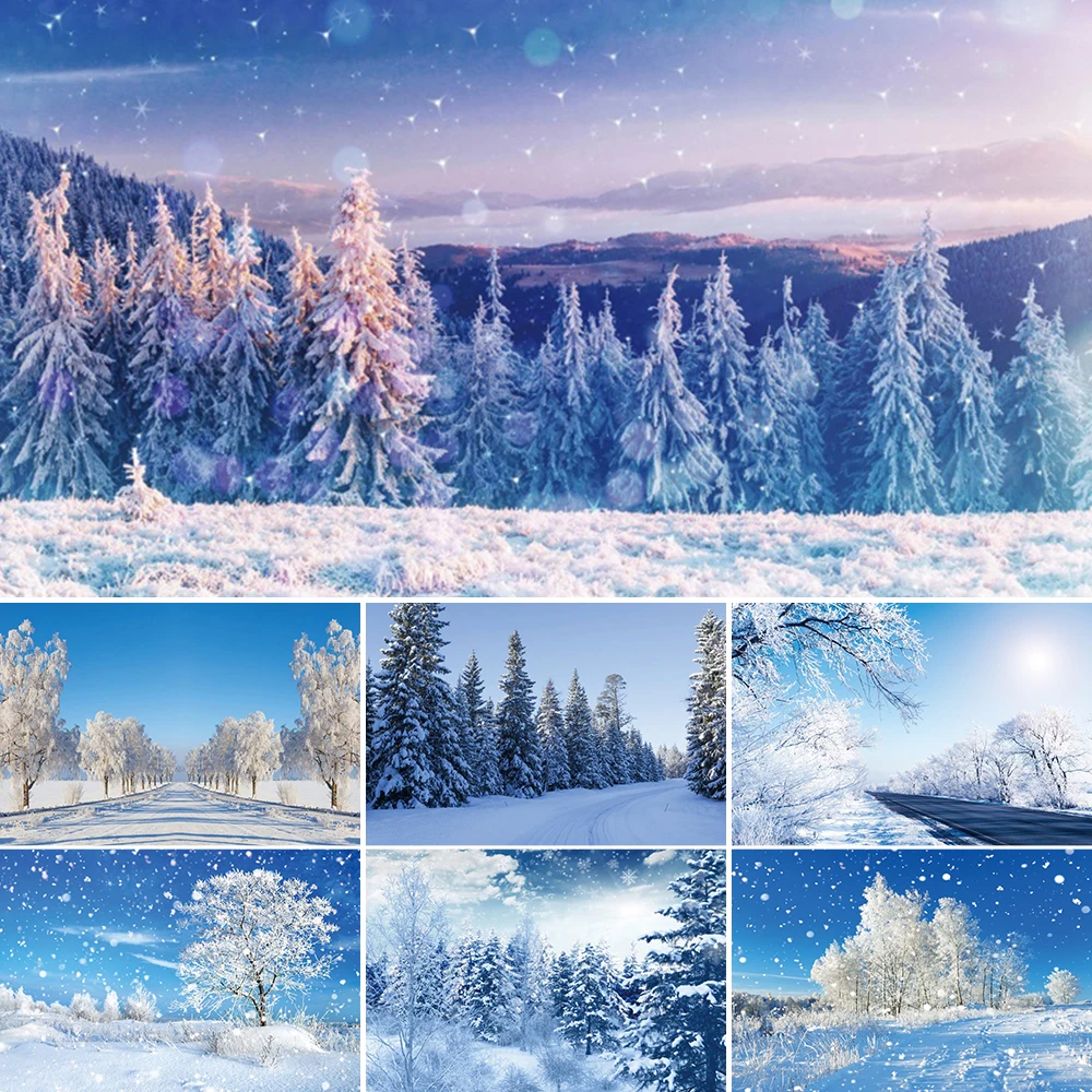 الشتاء الغابات الثلوج التصوير خلفية المناظر الطبيعية شجرة عيد الميلاد ندفة الثلج صورة الطفل خلفية الصورة استوديو الدعائم