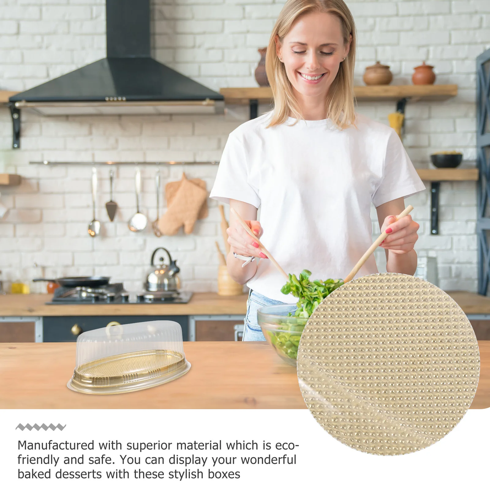 10pcs Cake Packaging Boxes Disposable Transparent Plastic Tray For Baked Goods Pastries Pies Desserts Takeaway Lunch Snacks