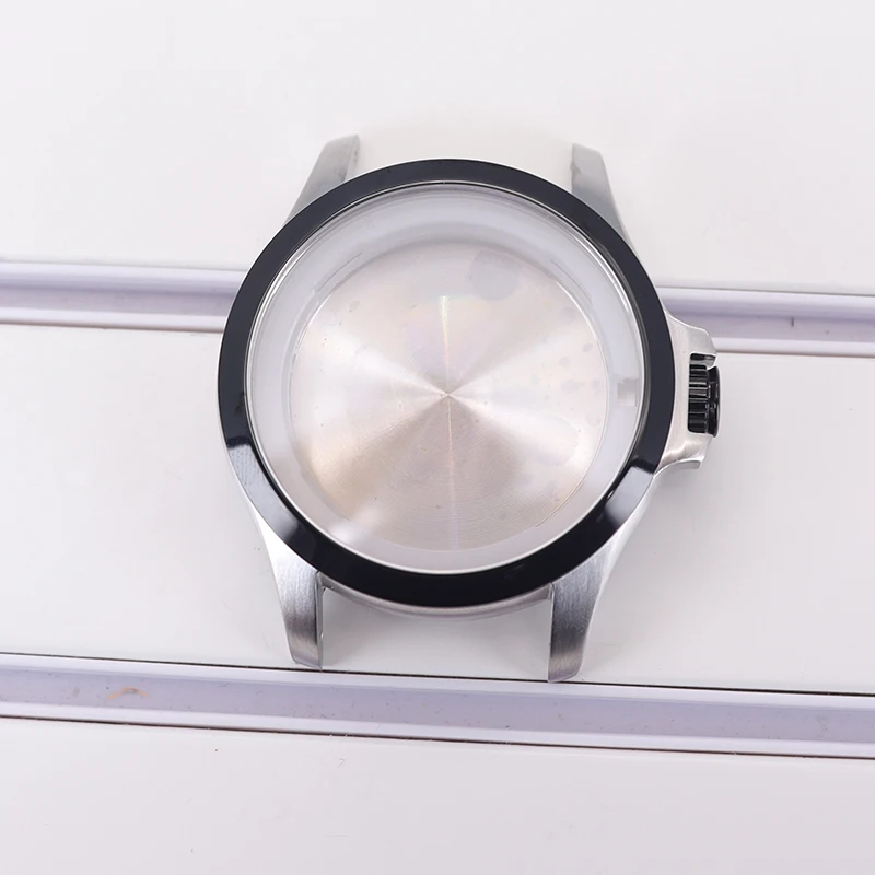 

Silver And Black 41mm Watch Case Stainless Steel Sapphire Glass Parts For Seiko nh35 nh36 nh38 Movement 34mm Dial High Quality