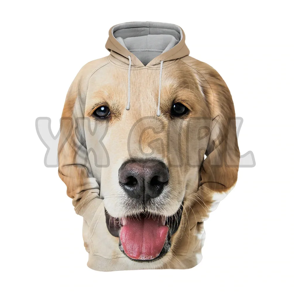 สัตว์สุนัข Golden Retriever น่ารัก3D พิมพ์ Hoodies Unisex Pullovers ตลกสุนัข Hoodie สบายๆ Tracksuit