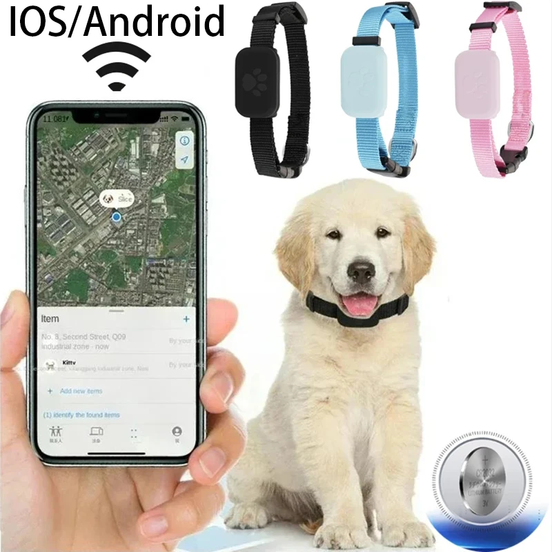 

Pet Dog Bluetooth GPS Tracker Mini Tracking Movement Alert Collars Anti Lost Tracker for Cats and Puppies Remote Global Locator