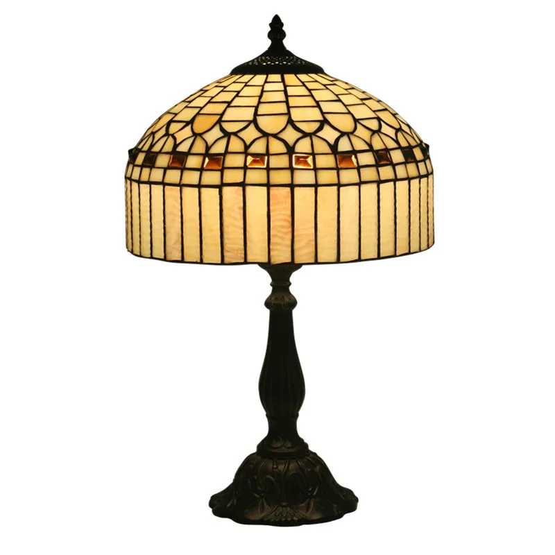 European Retro Warm Creative Tiffany Handicraft Warm Color Bedroom Bedside Lamp Study Living Room Bar Cafe Decorative Table Lamp