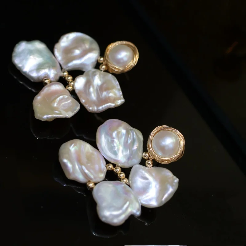 

SGARIT Natural Pearl Earring 14k Filled Gold Ear Pins White pink purple Pearl Eardrop Luxury Pearl Accessories SE112