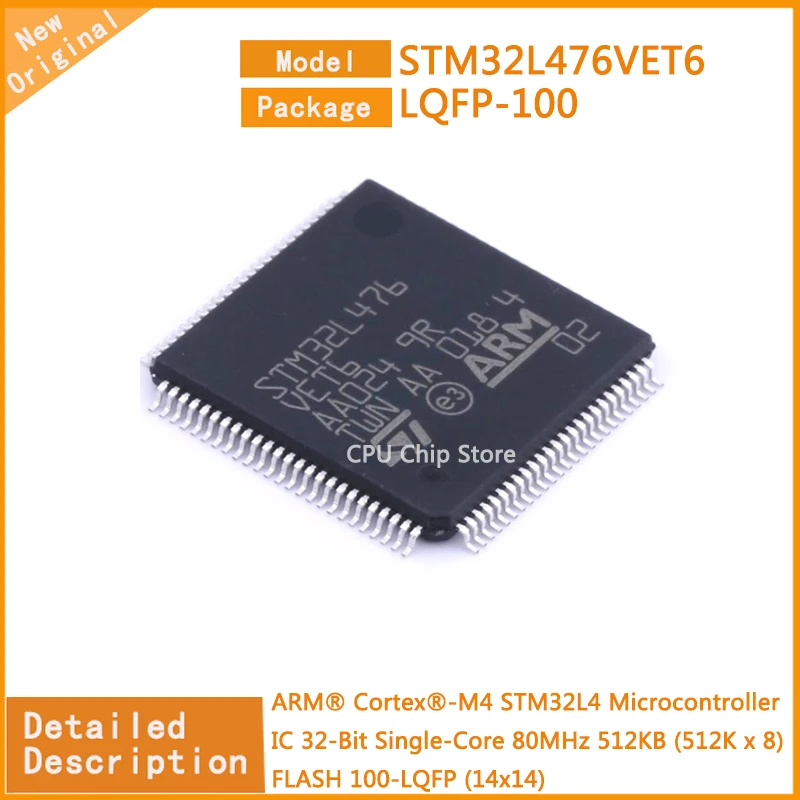 5Pcs/Lot  New Original  STM32L476VET6 STM32L476 Microcontroller IC 32-Bit Single-Core 80MHz 512KB (512K x 8) FLASH 100-LQFP