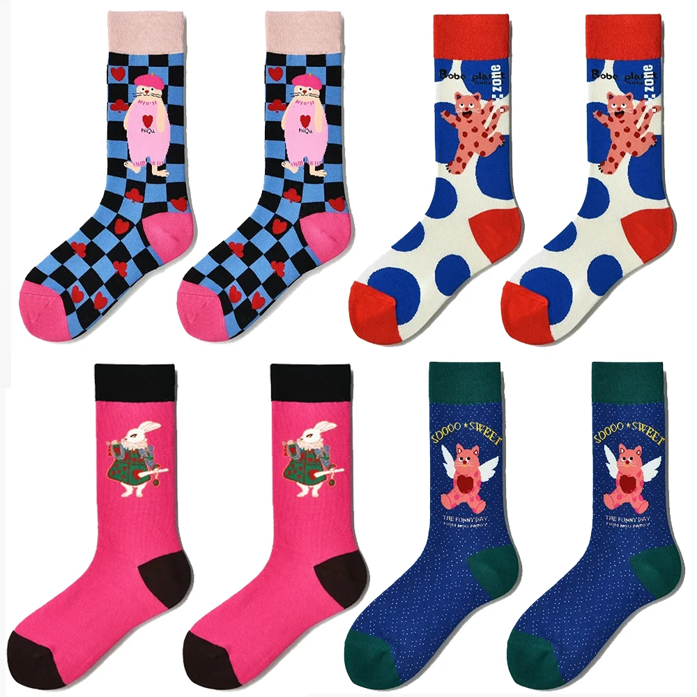 

1 pair 2024 Korean fashion sweet woman socks cute love square funny socks street hip hop skateboarding happy socks Y2K kawaii