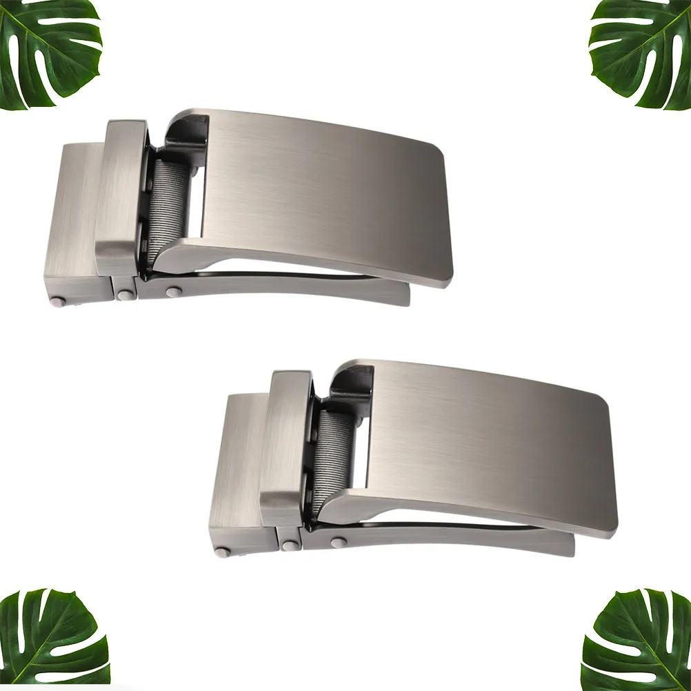 

2Pcs Automatic Belt Buckle for Men Alloy Ratchet Buckle Easy to Assemble Disassemble Fits Black Brown Coffee White Straps