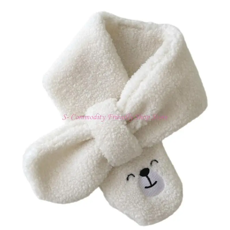 

85AE Winter Warm Scarf Lovely Kids Warm Scarves Unisex Baby Present Cartoon Pattern Long Muffler Lovely Plush Neckerchief
