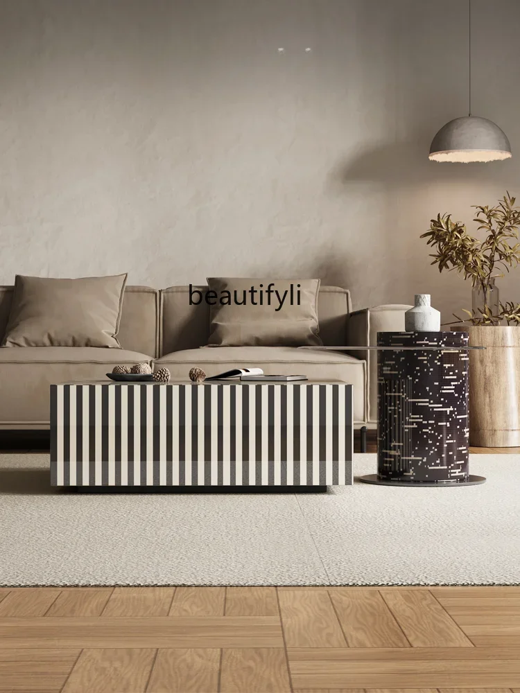 

x1zItalian Minimalist Coffee Table Living Room Home Small Apartment Modern Minimalist Tea Table Zebra Striped Coffee Table