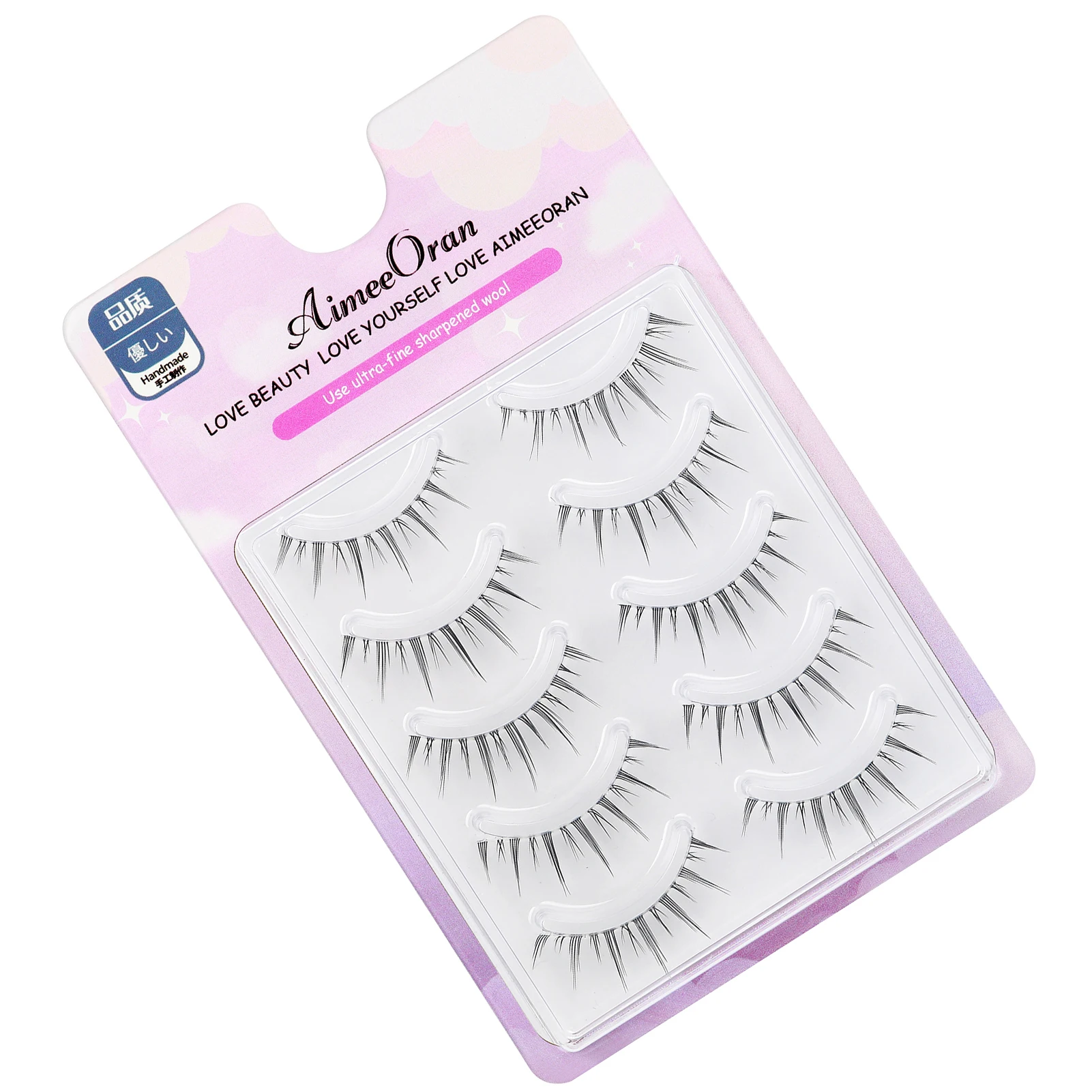 5 Pairs Self-Adhesive False Eyelashes Not Scattering 3D Effect Wearable Eyelashes for Daily Office Everyday Use