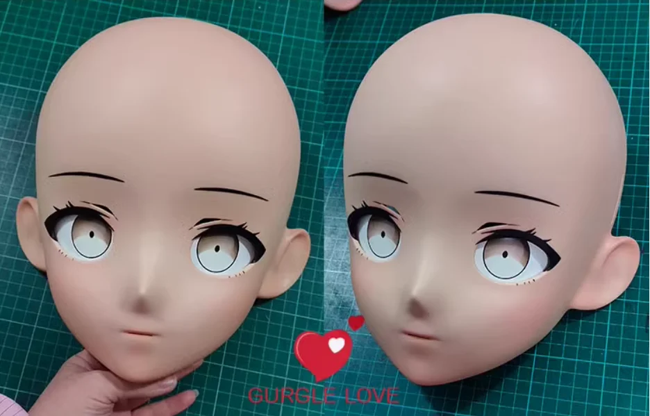 

(GLb00307)Customize Character Female Girl Resin Half Head Crossdress Cosplay Japanese Anime Role Kigurumi Mask With Eyes And Wig
