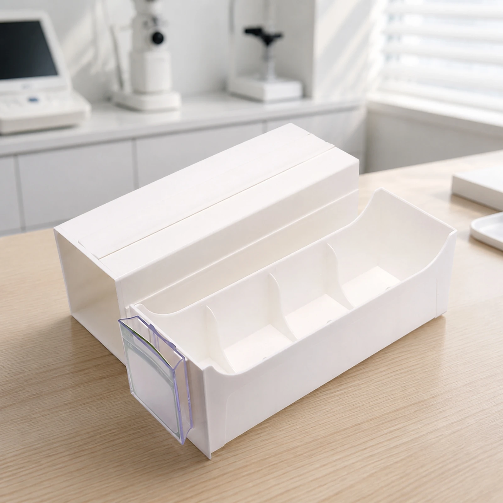 Lens Storage Box with Pull-out Drawer Practical Lens Storage Box with Label Holder Space-Saving Stackable
