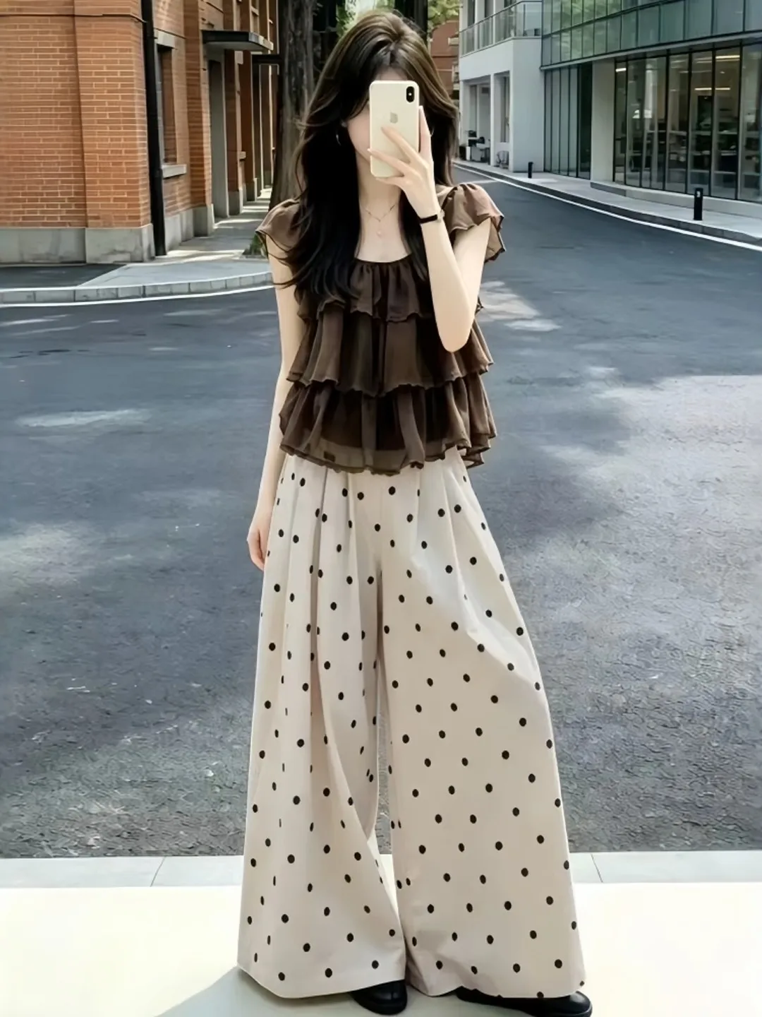

Summer Women's Loose Short Sleeve Shirt Korean Style Commute Square Collar Bordered Cake Color Cake Leaf Fashion Top