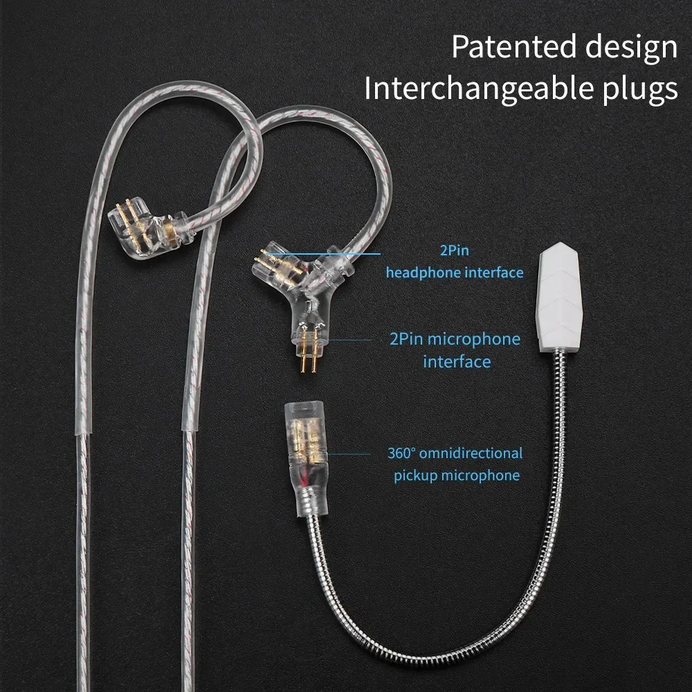 New Game Boom Microphone Earphone upgrade Cable 2.5/3.5/4.4/Type-c- QDC Replacement cable HIFI game Headphone Earbuds