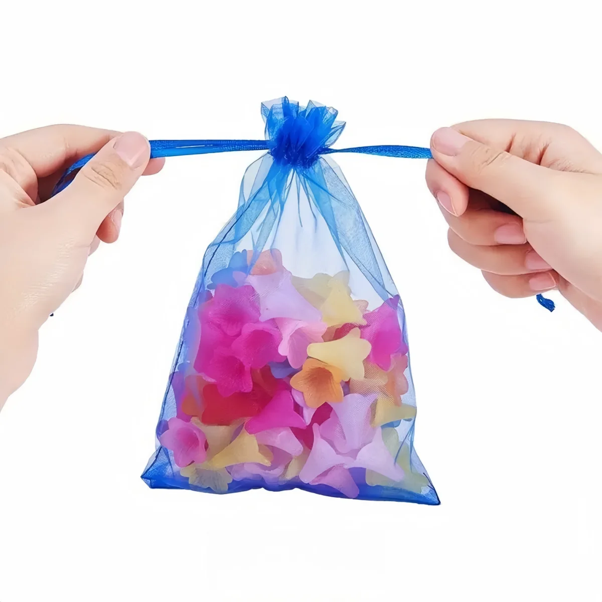 20 Stück/Lot Organza-Geschenktüten, zuziehbare Netzbeutel, bunte Geschenktaschen für Schmuck, Ornamente, Süßigkeitenverpackungen, Hochzeits- und Partydekoration – Detail 7
