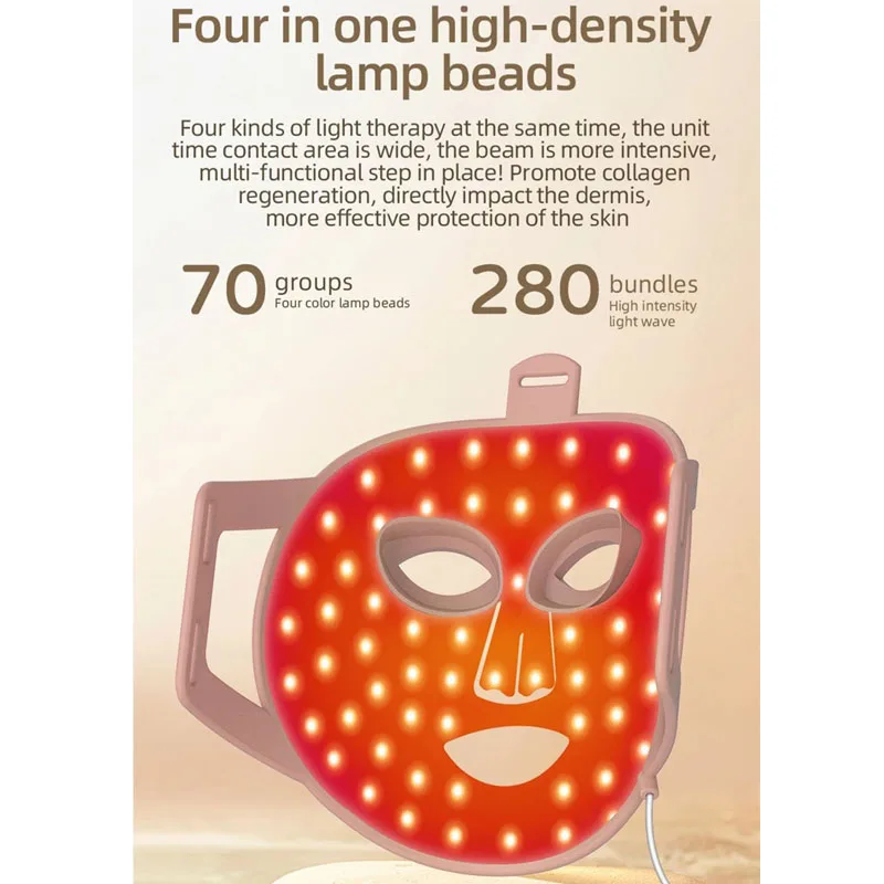 New 4 Colors Photon Nir Light Skin Rejuvenation for Facial 850nm Led Red Infrared Led Face Mask Red Light Therapy Photon Mask