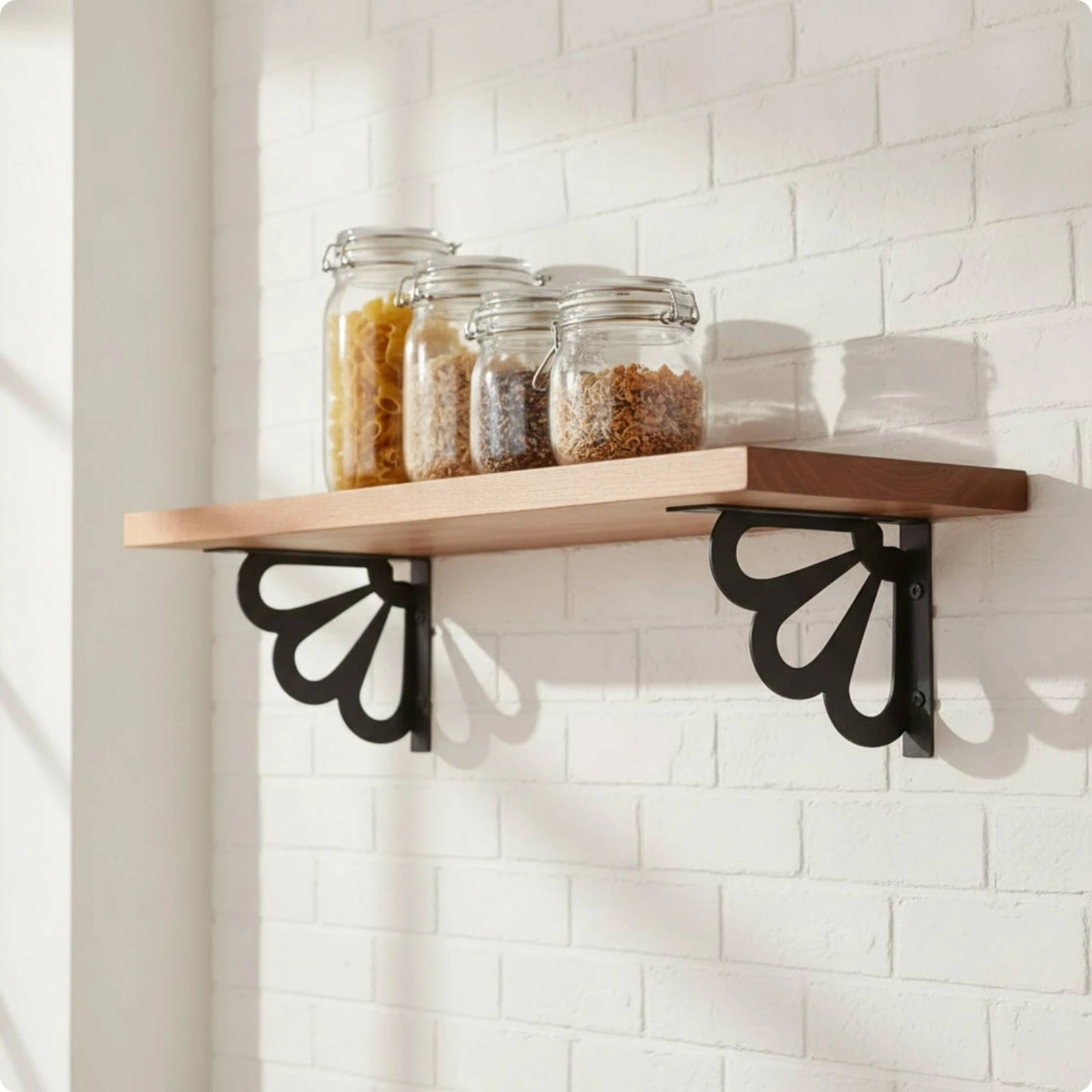 Wall Shelf Brackets Industrial Wall Mounted Shelf Brackets Farmhouse Sturdy for Living Room, Kitchen