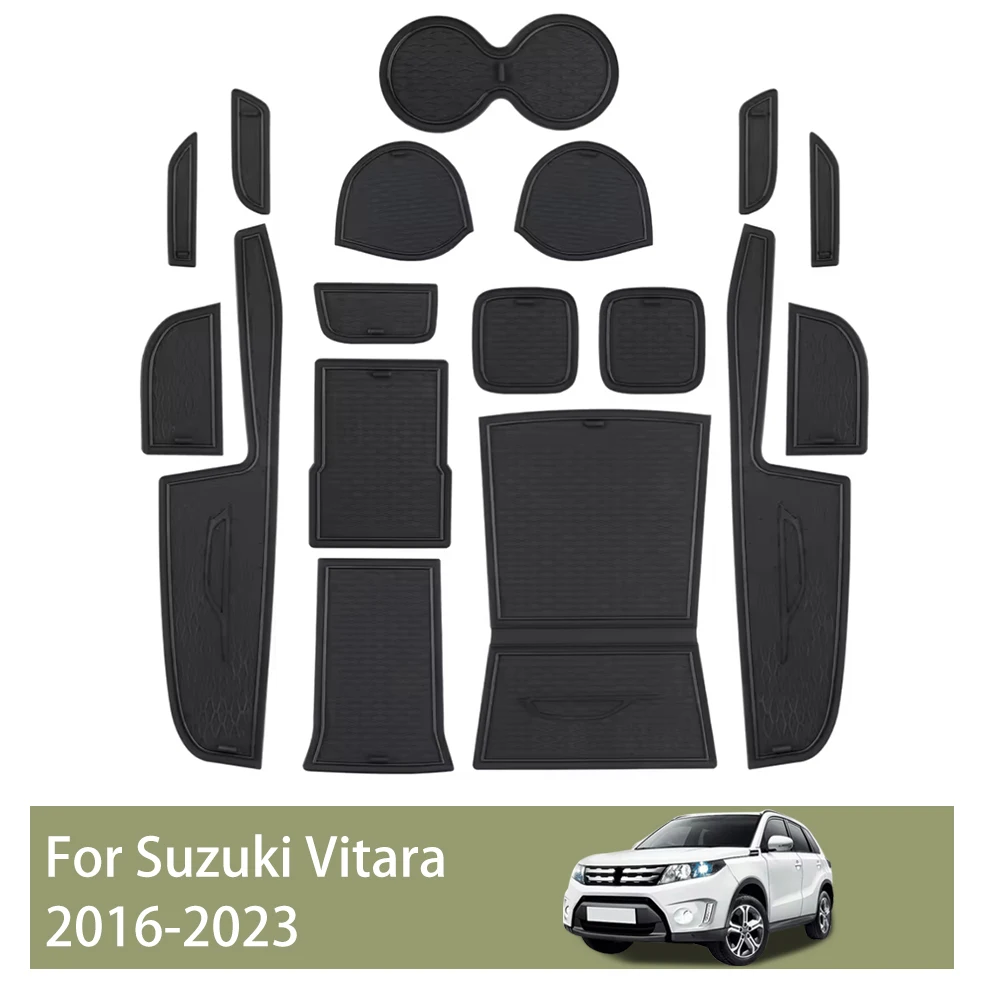 Car Door Slot Mat For Suzuki Vitara 2016 2017 2018 2020 2021 2022 2023 2024 Car Gate Groove Pad Console Cup Holder Coaster