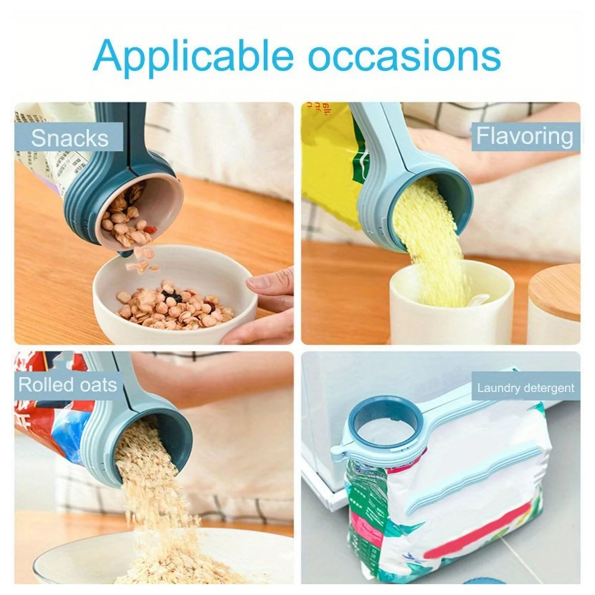 Food Storage Bag Sealing Clips Plastic Cap Sealer Clip with Pour Spouts Snack Storage Fresh Clamp Kitchen Organizer Pink