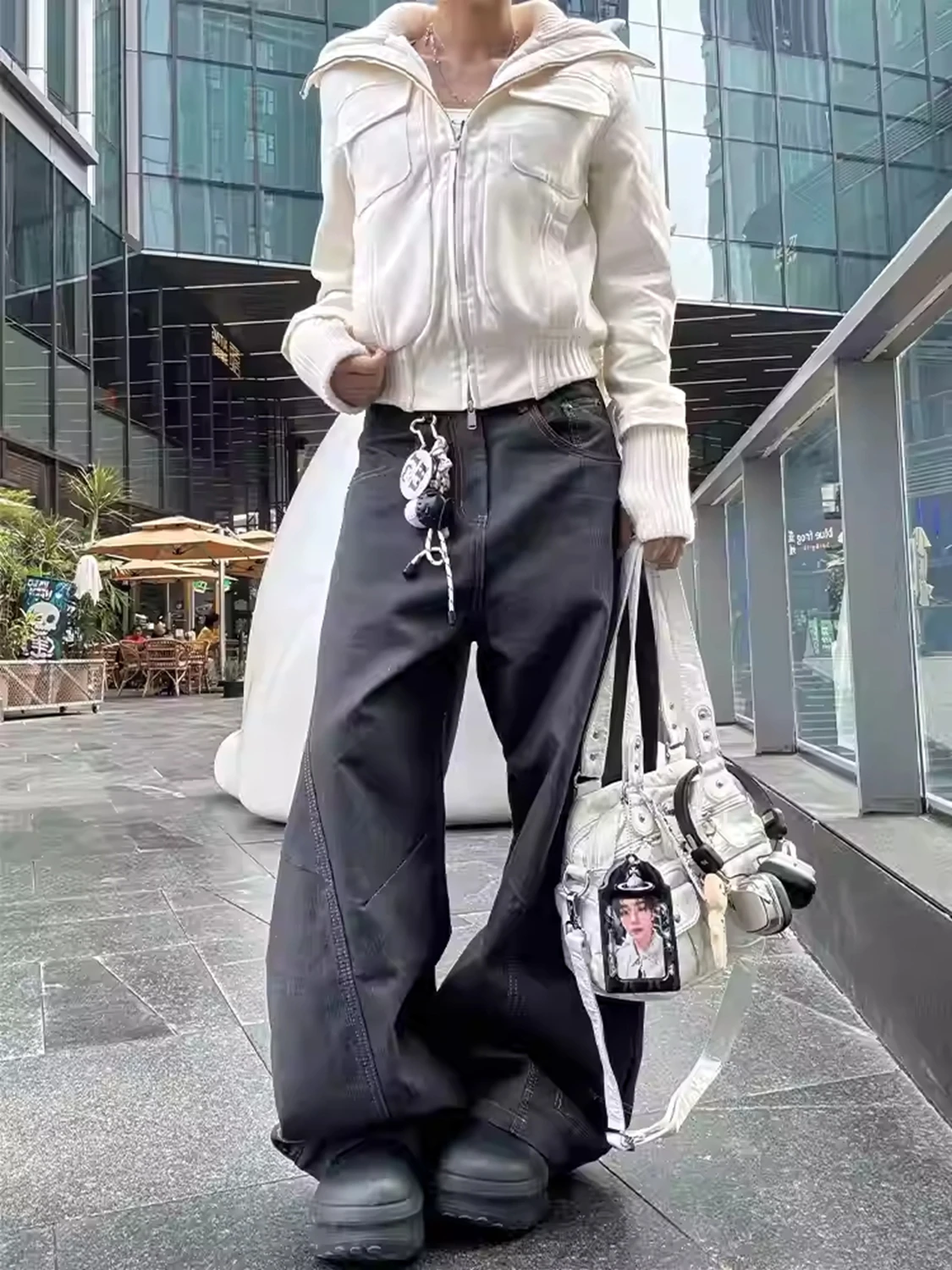 

Women Black Gothic Y2k Jeans 90s Vintage Harajuku Baggy Boyfriend Jean Pants Japanese 2000s Style Grunge Oversize Denim Trousers