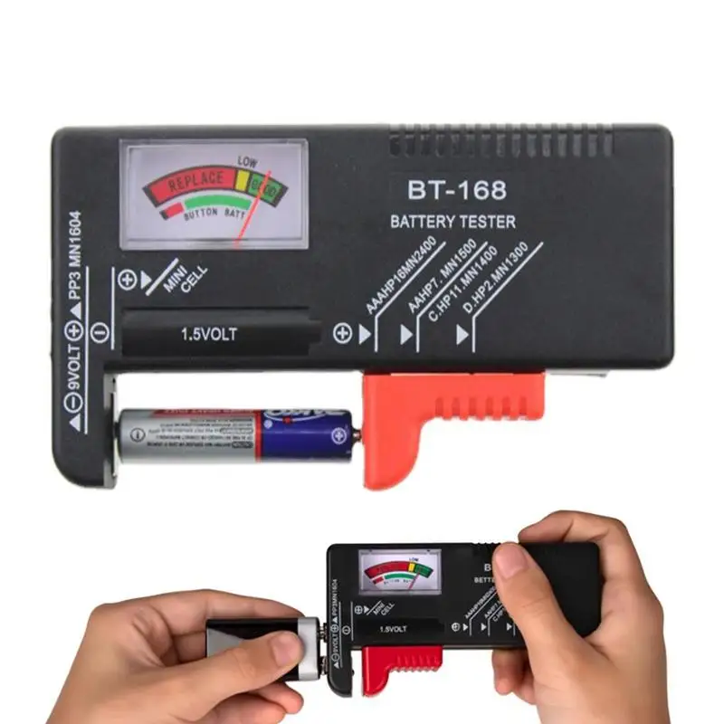 Digital Battery Volt Tester Universal Digital LCD AA/AAA/C/D/9V/1.5V Button Cell Battery Volt Tester BT-168D Electric Test