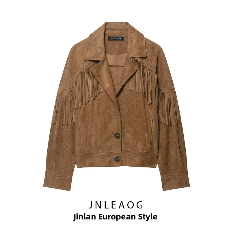 JNLEAOG Autumn New Women's Fashion Comfortable Faux Fur Trim Jacket Outerwear Polyester Short Sleeve Long Button Polyester Fiber