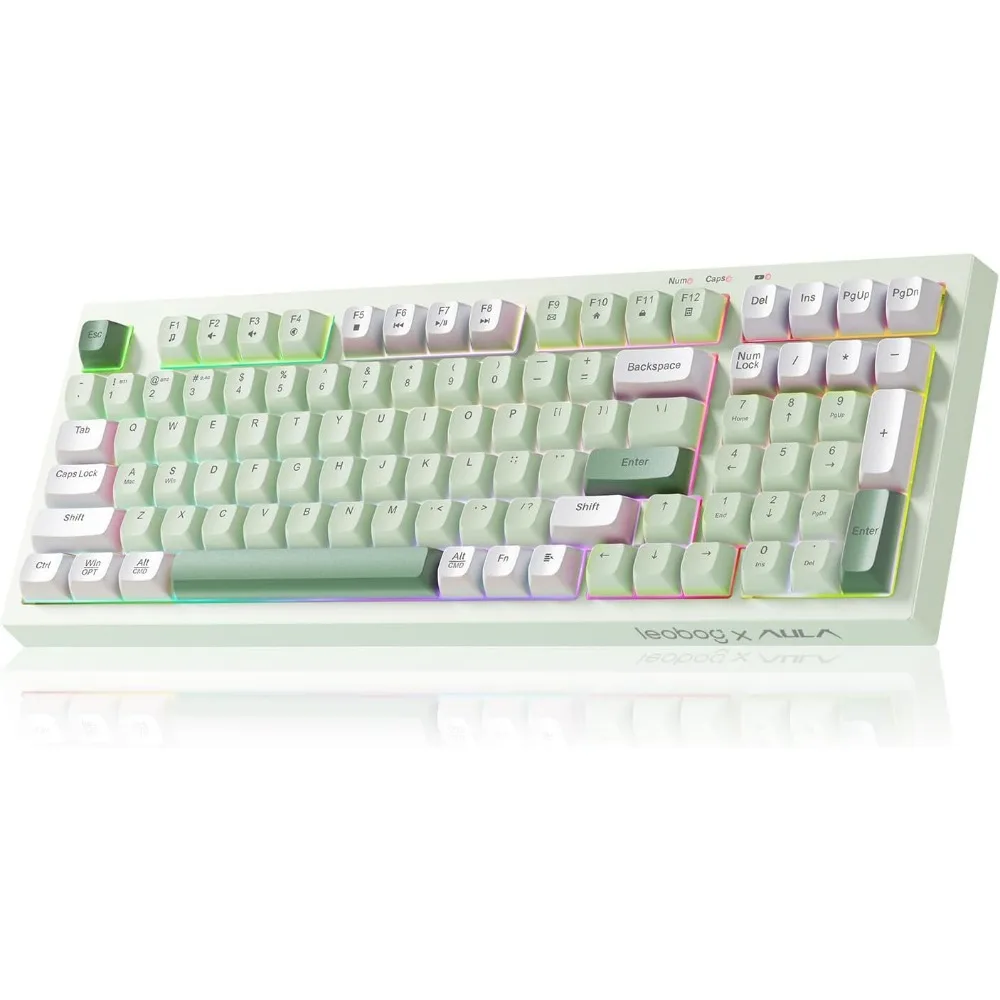 Silent Creamy Gaming Keyboards | Number Pad, 2000mAh, 98 Keys, RGB Backlit, Multi-Mode