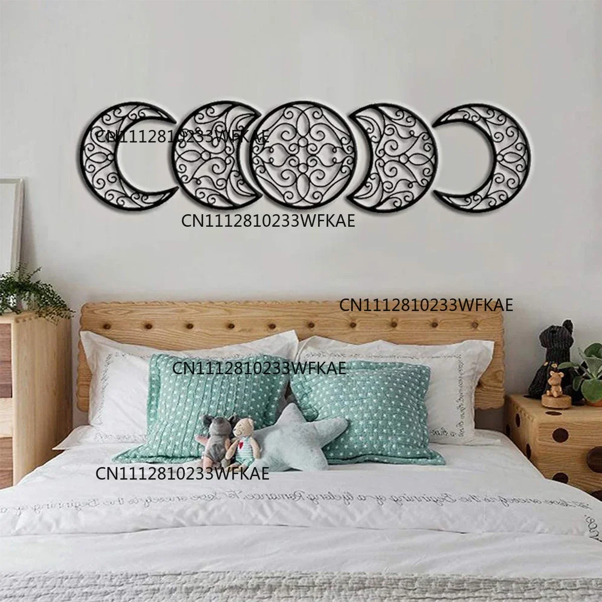 5pcs Black Moon Decoration Wall Hanging 3D Moon Phase Spiritual Bedroom Wall Decor Nordic Bohemian Style Christmas Home Decor
