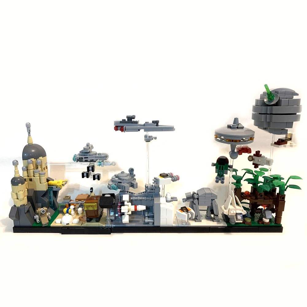 Galactic Skyline Architecture MOC Building Blocks, Sci-Fi Cityscape with Iconic Spires, Space Opera DIY for Collectors