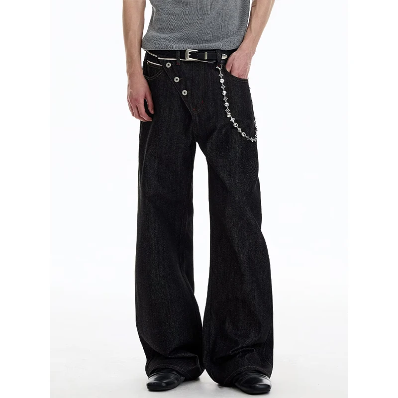 KEQI Men's Black Gothic Emo Cargo Jeans Oversize Grunge Cowboy Pants Vintage Harajuku Baggy Y2k Boyfriend Denim Trousers Clothes