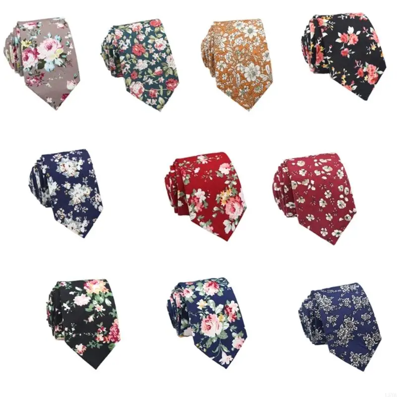 L5YA Pijlen Ontwerp Bloemenprint Stropdas Polyester Zijde Mode Unisex Shirt Accessoire