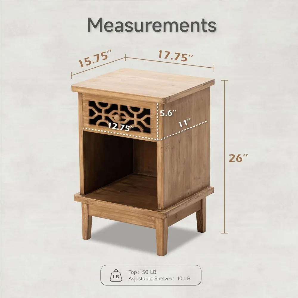 منضدة مصنوعة يدويًا من خشب التنوب مع رف أمامي منحوت ورف مفتوح لبلد بوهو العتيق والبلد الفرنسي وأنماط المزرعة