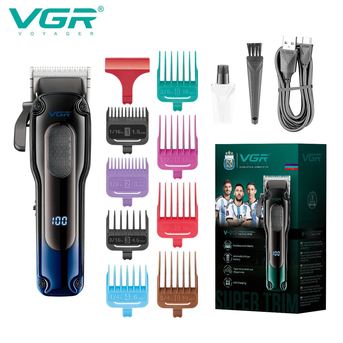 VGR new electric push shear metal texture hair trimmer with gradient refinement 6500RPM high-speed surging power hair trimmer013