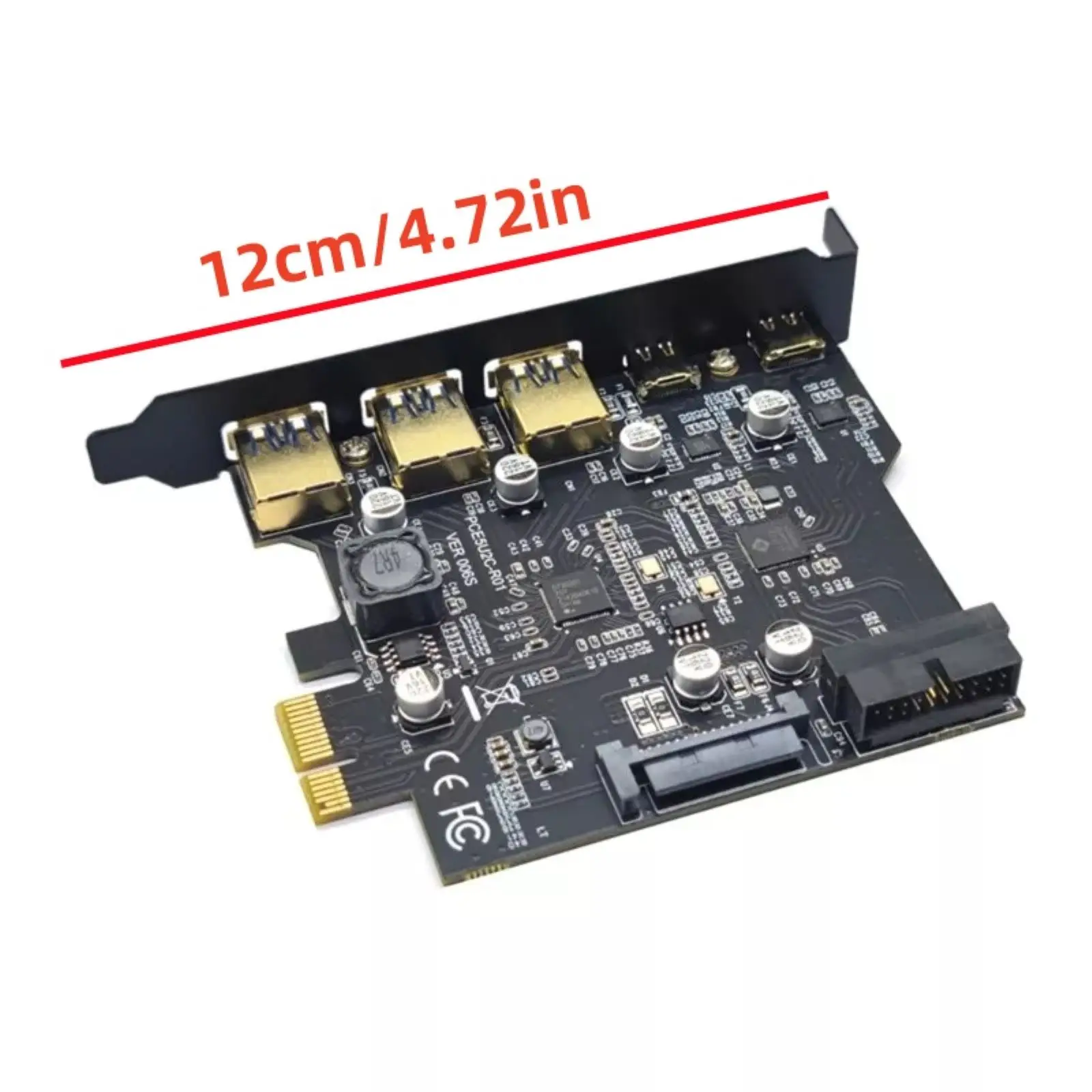 USB 3.2 GEN1 PCI-E Expansion Card 5 Port 2*Type-C 3*USB-A 19 Pin Connector 5Gbps