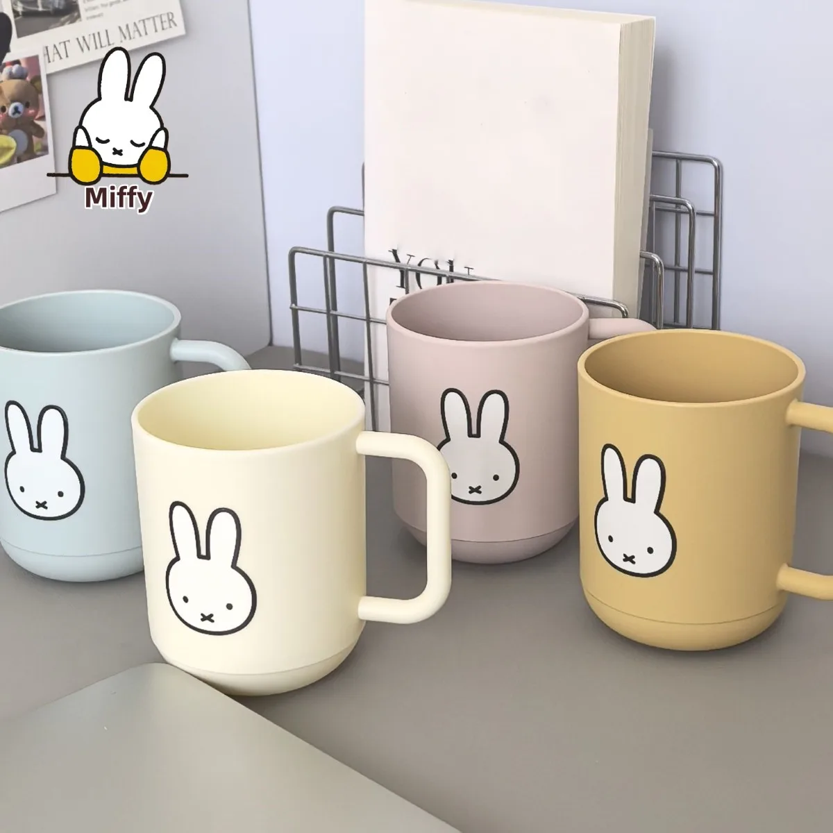 Kawaii Miffy Rabbit Mouthwash Cup Cartoon ins style simple toothbrush cup for couples to use for washing and brushing