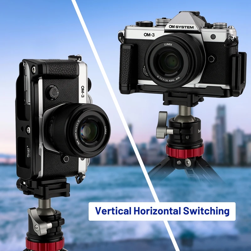 Haoge HG-OM3 حامل كاميرات مراقبة عالي الجودة قبضة اليد ل OM نظام OM-3 كاميرا صالح Arca Swiss Kirk RRS Benro لوحة الإفراج السريع
