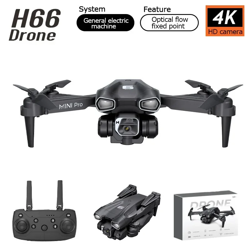 H66 Optical Flow 2.4g Wifi FPV Mini Drone with 4K High-Definition Aerial Dual Camera Fixed Height Remote Control Quadcopter