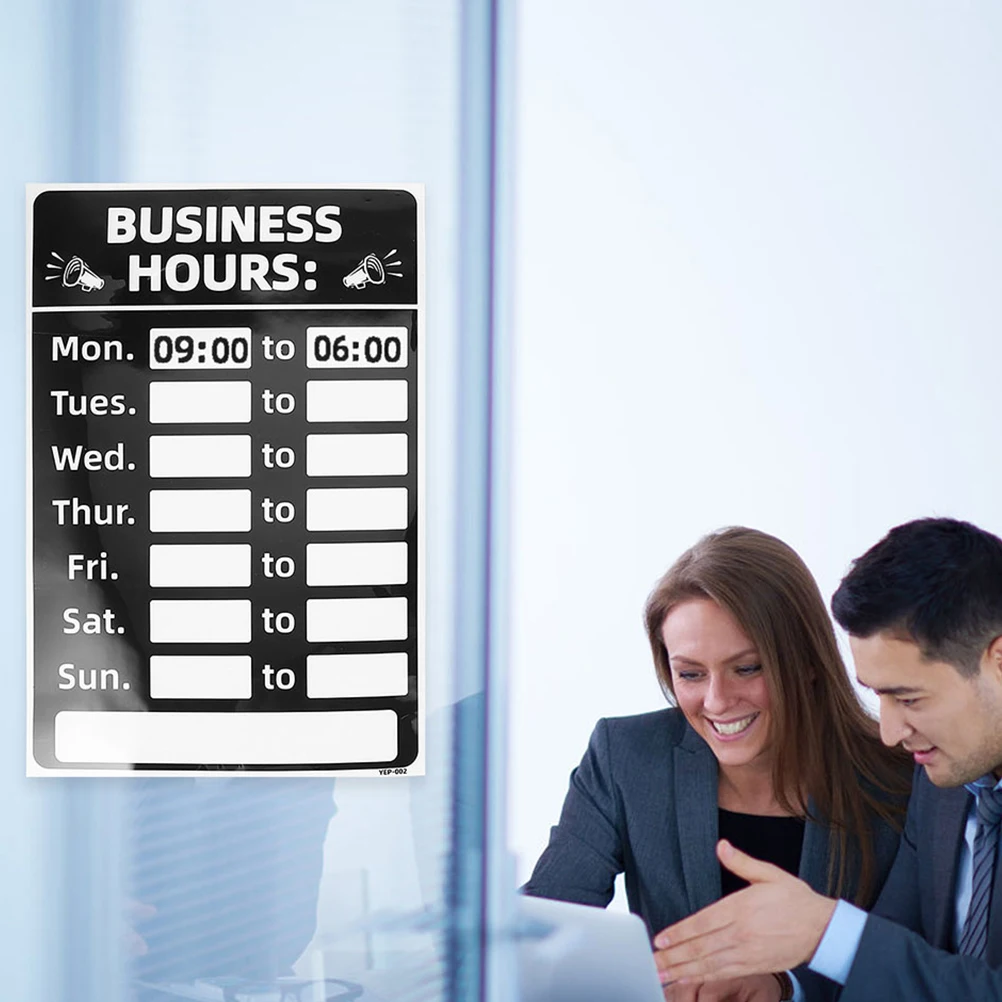 

1 set PVC Business Hours Signs for Office Store Operation Opening Glass Door Food Opening Sign With Hours Service Signage