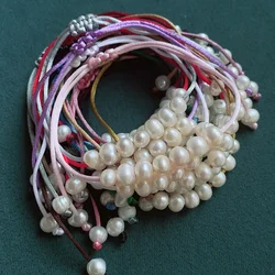 Irregular Real Natural Freshwater Pearl Bracelets for Women Girls Colorful Rope Potato Pearl Charm Strand Bracelets Friendship
