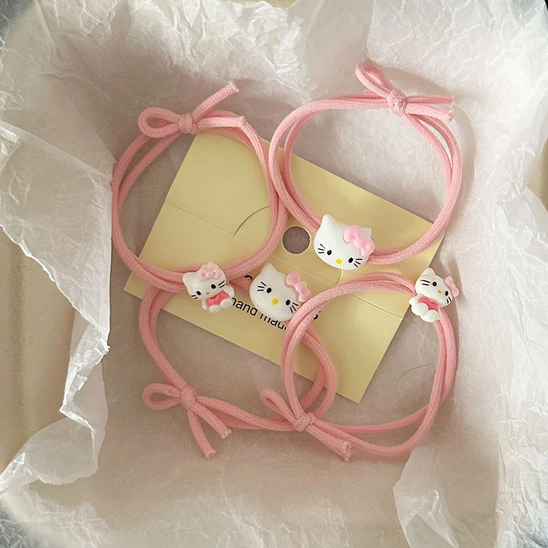 Schattige Cartoon Kt Kat Haar Touw Voor Vrouwen Meisjes Zoete Haaraccessoires Veelzijdige Hoge Elastische Rubberen Band Kinderen Hoofd Touw Geschenken