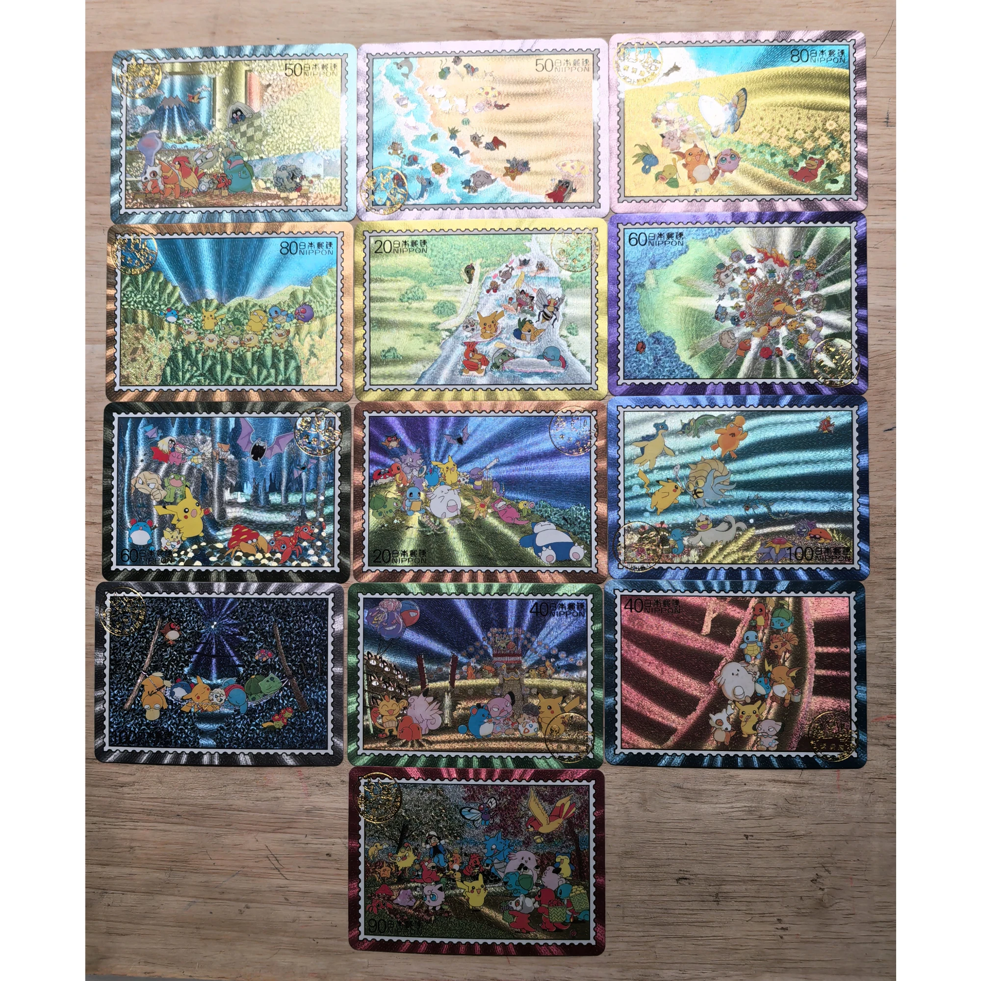 9Pcs/set Stamp Series Charmander Bulbasaur Squirtle Texture Flash Card Classic Anime Game Collection Cards Gift Toy view 5